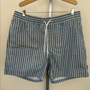 Vans Blue Striped Men's Swim Shorts Large